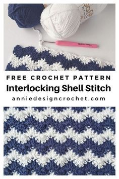 a crochet pattern with text that reads free crochet pattern interlocking shell stitch