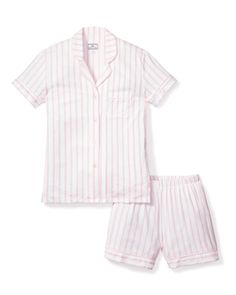 Women's Pima Pajama Short Set in Pink Stripe Pink Striped Pajamas, Pajama Short Set, Striped Pajamas, Pajama Short, Loungewear Dresses, Future Outfit, Sorority Gifts, Birthday List, Silk Pajamas