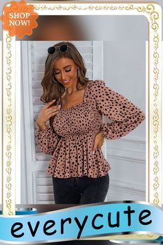 Pink Leopard Print Square Neck Chiffon Blouse Fall Flowy Chiffon Blouse, Flowy Chiffon Blouse For Fall, Trendy Flowy Chiffon Blouse, Pink Chiffon Blouse For Fall, Flowy Chiffon Trendy Blouse, Spring Chiffon Tops With Lantern Sleeves, Casual Chiffon Blouse For Fall, Chiffon Tops With Lantern Sleeves For Spring, Chiffon Lantern Sleeve Tops For Spring