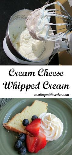 the cream cheese whipped cream is on top of bread