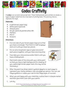 the codex craftivity worksheet for children to learn how to use it