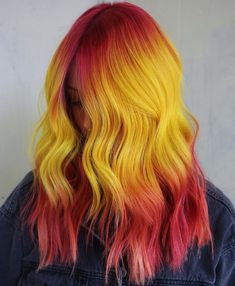 Yellow Hair Dye, Dramatic Hair Colors, Yellow Hair Color, Long Hair Waves, Pulp Riot Hair Color, Dramatic Hair, Vivid Hair Color, Perfect Hair Color, Pulp Riot Hair