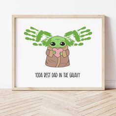 Star Wars Dad Gifts | Yoda Best Dad | Ollie + Hank Star Wars Handprint Art, Birthday Gift From Kids To Dad, Birthday Crafts For Dad, Christmas Gifts For Papa, Kindergarten Graduation Crafts, Father's Day Painting, Yoda Best Dad, Hand Print Tree, Dad Crafts