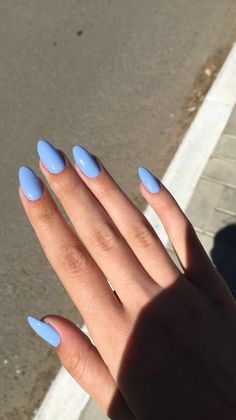 Blue Nail Polish, Almond Acrylic Nails, Blue Nail, Short Acrylic Nails, Cute Acrylic Nails