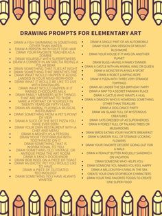 a poster with different types of crayons on it and the words drawing proms for elementary art