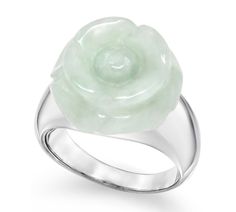 A beautiful jade reveals its inner flower in this elegant silver ring. Macys Jewelry, Jewelry Watch, Beauty Box Subscriptions, Jade Ring, Beauty Gift Sets, Tennis Bracelet Diamond, Diamond Bracelets, Flower Ring, Beauty Gift