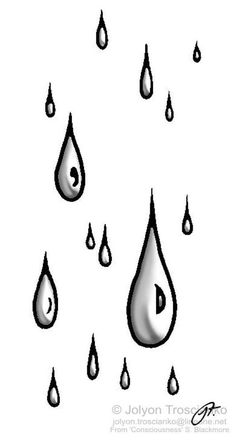 a drawing of rain drops falling from the sky