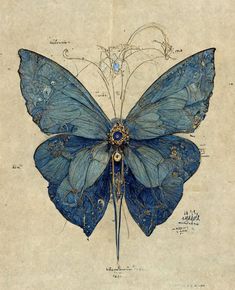 Arte Inspo, Fairytale Art, Vintage Poster Art, Dessin Adorable, Ethereal Art, Dreamy Art, 판타지 아트, Butterfly Art, Blue Butterfly