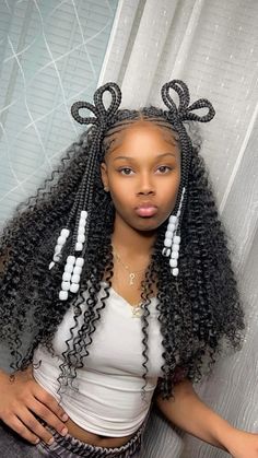 Beading Hairstyles, Braids For 11-12, Hairstyles For 11 Year Girl Black, Braids Cute Hairstyles, Fire Hairstyles, Braids Green, Hairstyles With Curled Hair, Hair Braid Designs, Black Kids Braids Hairstyles