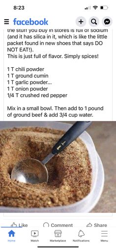 an image of a bowl of food with a spoon in it and the recipe below