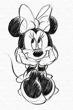 a drawing of a mickey mouse in black and white