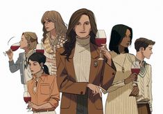 a group of women standing next to each other holding wine glasses