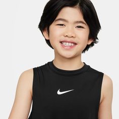 Your child can update their on-the-court style with the Nike Pro SL Youth Top. This sleeveless shirt is so unrestrictive that your child can dribble, shoot, and score without anything getting in the way. And this tank is so comfortable, they'll beg to wear it everywhere you two go, especially with its moisture-wicking fabric and a single-folded hem and flat seams. Features: Sleeveless. Nike Dri-FIT technology. Features centered Nike Swoosh. Single-fold hem and flat seams. Details: Materials: 90% Kawaii Hair, Soccer Shop, Kawaii Hairstyles, Backpack Sport, Nike Swoosh, Brand Sale, Nike Pros, Short Jacket, Sleeveless Shirt