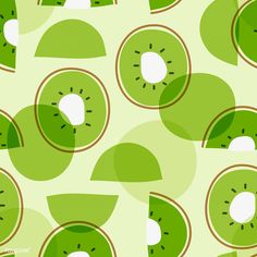 a green background with slices of kiwi fruit