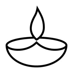 a simple black and white line drawing of a candle with two candles on each side