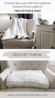 the crochet blanket is being used to make a couch