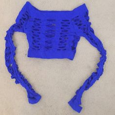 See You Monday Slash Shirt Small Nwot Royal Blue Crop Top Long Sleeve Stretch Clubwear Sexy Blue Ripped Casual Tops, Casual Blue Ripped Tops, Summer Ripped Stretch Top, Summer Stretch Ripped Tops, Blue Casual Crop Top For Night Out, Blue Long Sleeve Crop Top For Night Out, Casual Blue Crop Top For Night Out, Royal Blue Crop Top, Crop Top Long Sleeve