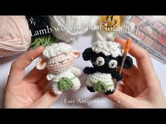 two small crocheted animals are held in their hands