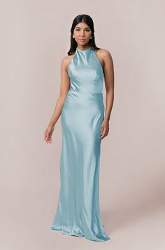 Model: Jacinth; Size: 4 Wedding Parties Colors, Bridesmaid Dress Colors, Blue Bridesmaid Dresses, Cowl Neckline, The Low, Boho Summer, Satin Dress, Color Swatches, Bra Cups