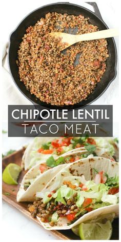 taco meat in a skillet with the title above it