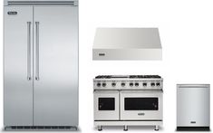 stainless steel kitchen appliances including refrigerator, range and dishwasher