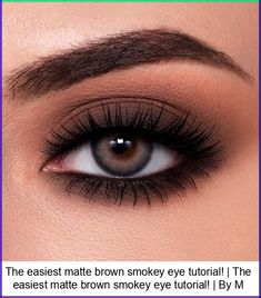 The easiest matte brown smokey eye tutorial! #prommakeupideas Matte Brown Smokey Eye, Brown Smokey Eye Tutorial, Makeup For Prom, Daytime Smokey Eye, Dark Smokey Eye Makeup, Brown Smokey Eye Makeup, Brown Smokey Eye, Dark Smokey Eye, Brown Smokey