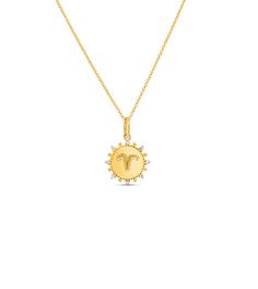 Diamond Zodiac Medallion Charm Necklace - 14K  - Olive & Chain Fine Jewelry Chain Pendants, Paper Clip, Charm Necklace, 1 Year, Gold Necklace, Cable, Yellow Gold, Chain, Pendant