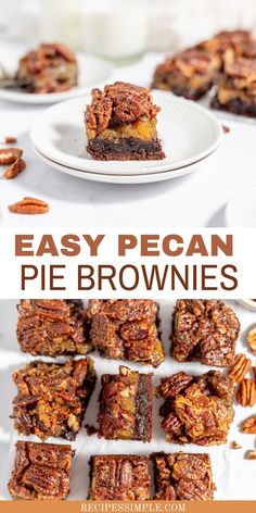 pecan pie brownies stacked on top of each other