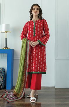 Fitted Cotton Printed Suits, Printed Fitted Cotton Suits, Festive Cotton Suits With Printed Motifs, Festive Cotton Suit With Printed Motifs, Spring Cotton Suits With Printed Motifs, Spring Cotton Suit With Printed Motifs, Festive Cotton Lawn Suit With All Over Print, Unstitched Cotton Lawn Suit With All Over Print, Red Unstitched Suit With Digital Print