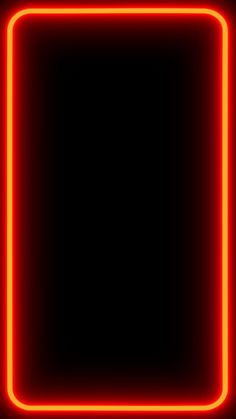 a square neon frame on a black background with red light coming from the top and bottom