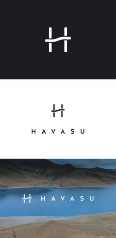 the logo for havasu is shown in three different colors and font styles, including black