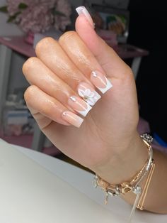 Short Simple Birthday Nails, 20 Birthday Nails Short, Short French Tip Nails With Diamonds, Short Acrylic Nails Diamond Designs, Short Classy Nails With Diamonds, Cute Nail Inspo Acrylic Square, Short Nail Designs 3d Flower, 15 Birthday Nails Ideas, Nails For 15 Birthday Short