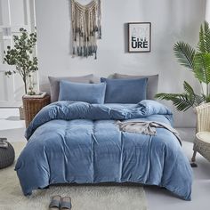 PRICES MAY VARY. 【HIGH QUALITY＆DURABLE CONSTRUCTION】 This blue velvet comforter is covered by high quality velvet material and filled with whole-piece superior microfiber. Very soft, comfortable, health and durable. Unique printing and weaving technology make this product resistant to fading, breathable and lightweight. 【3 Pcs Queen Comforter Sets】 1 x queen comforter (90" x 90'') and 2 x standard pillowcases (20" x 26"). 【ADD WARM TO YOUR HOME】 Available for all seasons. This blue plush quilt i Blue King Bed Set, Neon Blue Bedding, Winter Bedding Cozy Blue, Blue Cow Print Bedding, Blue Velvet Comforter, Bedding Comforter Sets, Queen Size Comforter Sets, Fluffy Comforter, Velvet Comforter