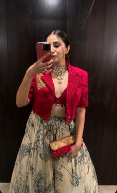 Fashion Inspo Outfits Indian, Red Choli Designs, Printed Designer Dresses, Choli Style Blouse, Shoes For Saree, White Lehenga Combination, Designer Red Saree, Lehenga Blouse Ideas, Indo Western Dress Party Wear Indian Weddings