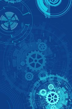 an abstract blue background with gears and wheels