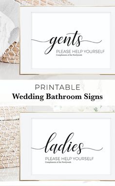 two wedding signs with the words bride and groom written in cursive font