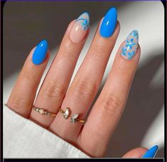 Easy Nails, Cute Summer Nails, Blue Nail Designs, Vacation Nails, Blue Nail, Fall Inspo