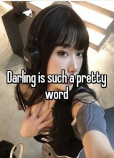 a girl with headphones on and texting that reads, daring is such a pretty word