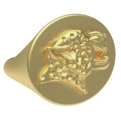 18K Yellow Gold Spotted Leopard Signet Ring, Hand Sculpted. Tiffany Designer, Thomas Kurilla created this for 1stdibs. This leopard can from a collection of antique die struck brass stampings. I decided to bring it up to date in a modern ring. Vermeil is 18k gold micron plating on sterling silver. Matte finish, size 9.5 Made to order , Allow 2.5 weeks delivery. Custom sizing available for other sizes . Spotted Leopard, Gold Fox, Diamond Signet Ring, Signet Ring Men, Ring Hand, Gold Signet Ring, Modern Ring, Skull Ring, Signet Ring