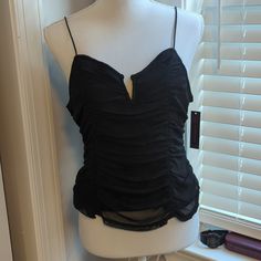 Brand New With Tags Size Large Rusched Tank Top Double Lined Black Ruched Tank Top For Party, Chic Black Ruched Tank Top, Black Ruched Tank Top For Summer, Hot Pink Tank, Tie Dye Tank Top, Scoop Neck Tank Top, Red Tank, Red Tank Tops, Blue Tank Top