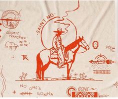 a drawing of a man on a horse with the caption santa no, san francisco