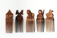 100% Ebony Wood Afro Combs. Comes in 6 styles:  Hut, Giraffe (One or Two Headed), Lion, Elephant, Goose and Bird PLEASE NOTE: There are variations of the combs that are different than the stock photo. Sankofa Symbol, Afro Comb, Afro Pick, Hair Pick, African Hair, Afrocentric Art, Afro Hair, Ebony Wood, Hair Sticks