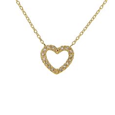 Birmingham Jewelry - 14K Gold Heart Necklace With Diamonds - Birmingham Jewelry Heart Diamond Necklace, Open Heart Necklace, Heart Necklace Diamond, Heart Diamond, Gold Heart Necklace, 14k Gold Necklace, Gold Necklace Women, Diamond Chain, Yellow Gold Chain