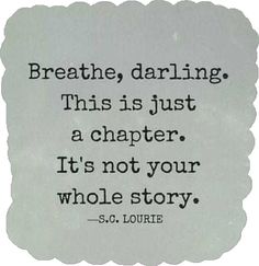 a quote from s c lourie on the theme of'breathe, darling, this is just a character, it's not your whole story '