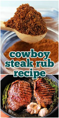 cowboy steak rub recipe in a skillet