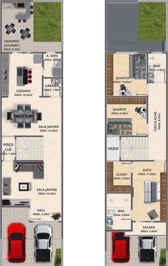 two story house plan with garage and living room