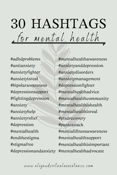 the 30 hashtags for mental health