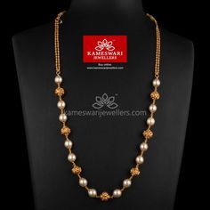 Pearls Mala, Kameswari Jewellers, Gold Pearl Jewelry, Gold Necklace Indian, Pearl Jewelry Design, Gold Necklace Indian Bridal Jewelry, Gold Pendant Jewelry