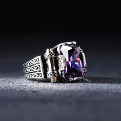 Silver Amethyst Purple Zircon Men's Ring, Square Stone Silver ring,Silver Handmade Ring, Purple Gemstone Rings For Men, Silver Mens jewelry ★ Ethically Handcrafted ★ Genuine Materials ★ %100 Secure Payment ★ Worldwide Fast & Free Delivery SPECIAL MEN & WOMEN DESERVE SPECIAL DESIGN * ITEM DETAILS - Material: Solid 925 Sterling Silver. - Total weight: 17 Gr * PRODUCTION METHOD - Handmade with Care. - Modern, and requires no maintenance. - Ready to Ship in 1-2 Business Days. * SIZING - All Sizes Av Purple Accessories Men, Amethyst Wedding Rings For Men, Mens Gemstone Rings Unique, Gemstone Rings For Men, Rings For Men Silver, Lavender Ring, Amethyst Wedding, Mens Silver Jewelry, Mens Gemstone Rings