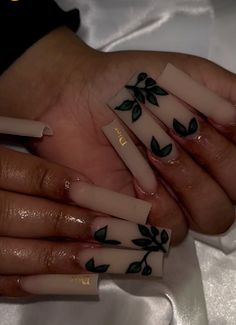 Acrylic Nails Homecoming, Black Dress Homecoming, Nails For Black Dress, Nude Acrylic Nails, Nails Acrylic Coffin, Long Acrylic Nail Designs, Green Nail Designs, Drip Nails, Homecoming Nails Acrylic